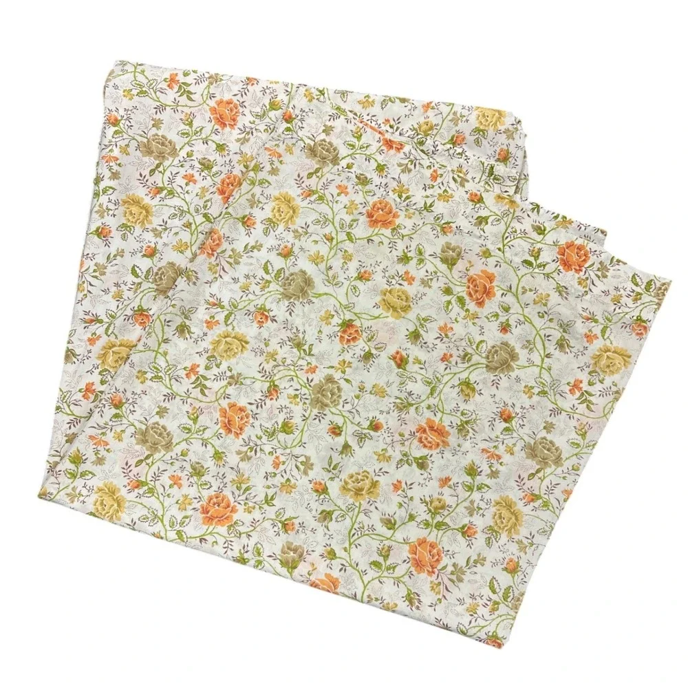 Vintage 70s JCPenney Juliet Floral Cottagecore Retro Queen Percale Flat Sheet